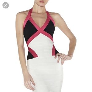 Herve Leger Colorblock Bandage Dress
